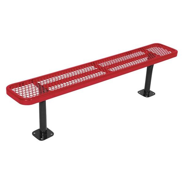 Surface Mount Park Bench, No Back, Red
