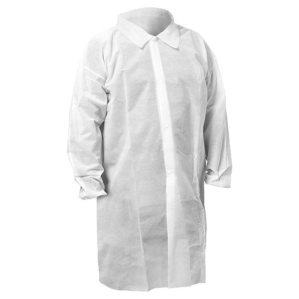 Lightweight Lab Coat, XL, Wht, PP, PK50
