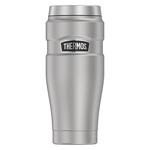 Stainless Steel Travel Tumbler, 16oz, Matte Steel, Hot 7 Hrs, Cold 18 Hrs