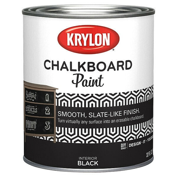 Interior Paint, Smooth, Water Base, Chalkboard Black, 1 qt