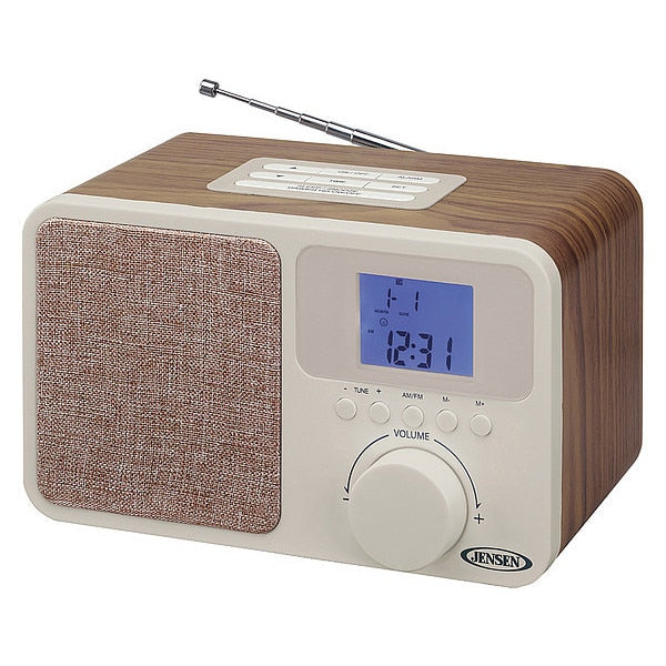 Digital AM/FM Dual Alarm Clock Radio with Wood Cabinet