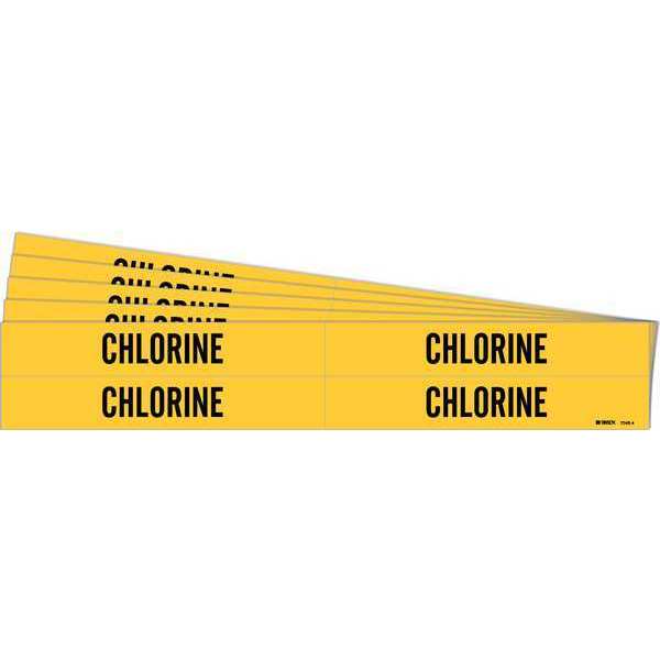Pipe Marker, Adhesive, Black, Chlorine, PK5, 7048-4-PK