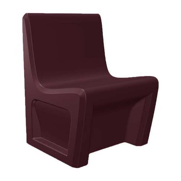 Armless Chair, Floor Mount, Burgundy