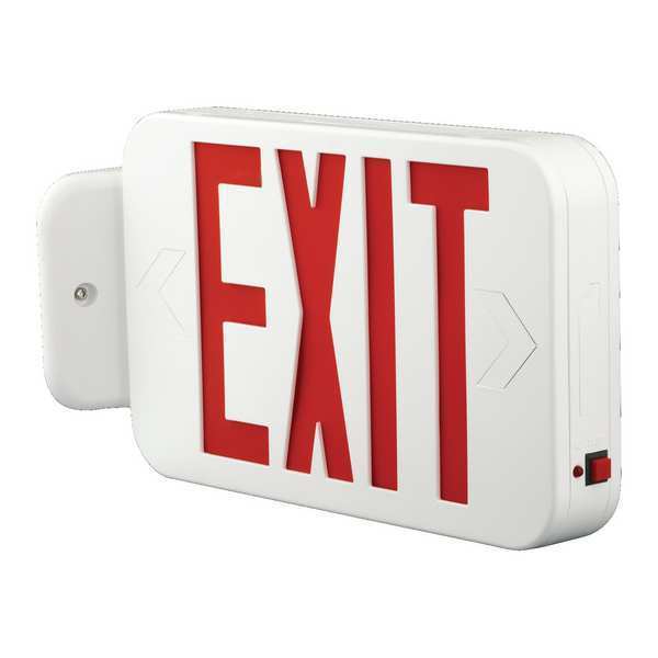 LED Lighted Exit Sign, Blk, Plastic, 7-1/5