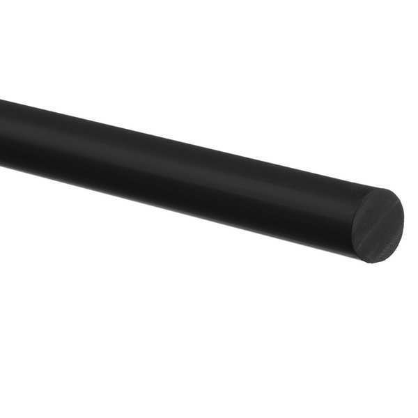 PU Rubber Rod, 1 1/8 in x 12 in, 40A, Black
