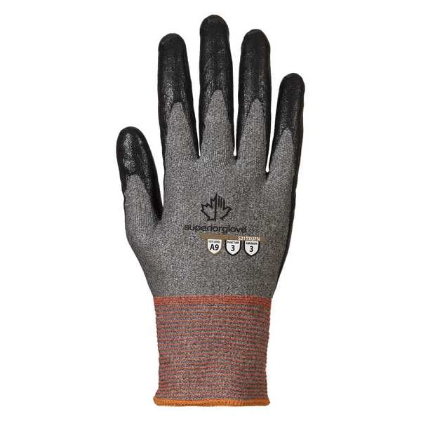 Work Gloves, Nitrile, L, Black/Gray, PR