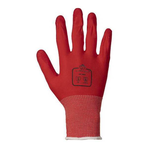 Work Gloves, Nitrile, L, Red/Red, PR, PK12