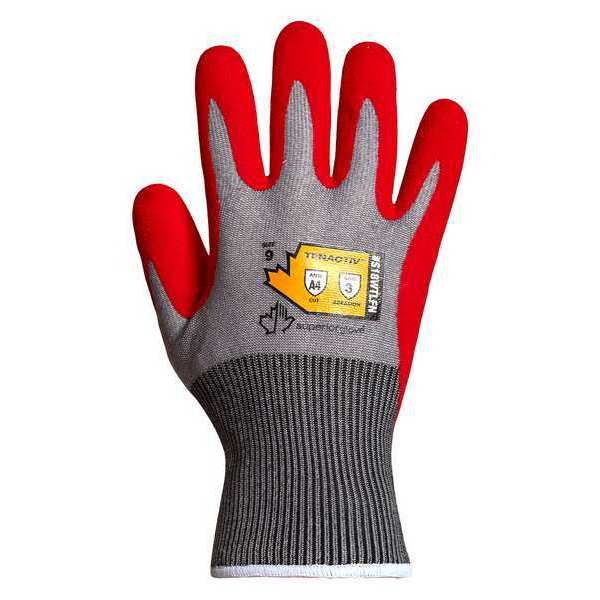 Work Gloves, Nitrile, 2XL, Red/Gray, PR
