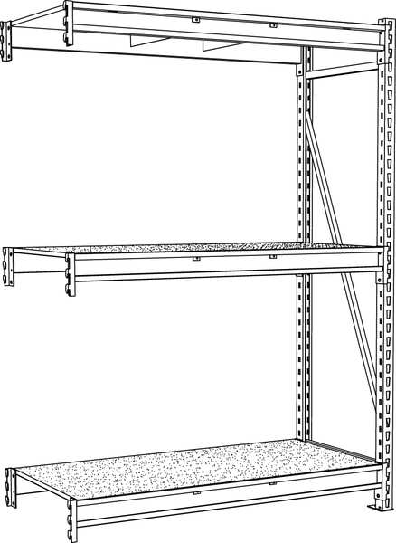 Add-On Bulk Storage Rack, 24 in D, 48 in W, 3 Shelves