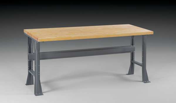 Work Bench with Butcher Block Top and Flared Legs, Butcher Block, 60