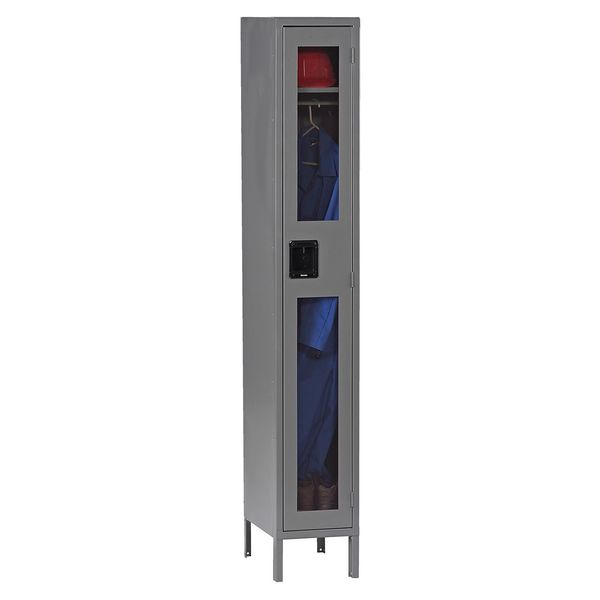 Wardrobe Locker, 15 in W, 18 in D, 78 in H, (1) Tier, (1) Wide, Gray