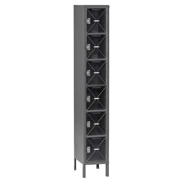 Box Locker, 12 in W, 18 in D, 78 in H, (1) Wide, (6) Openings, Sand