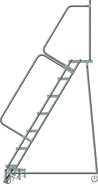 103 in H Steel Rolling Ladder, 7 Steps