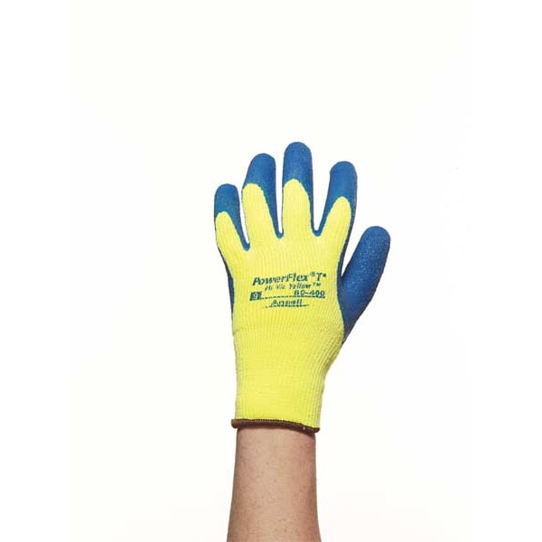 Hi-Vis Cut Resistant Coated Gloves, A3 Cut Level, Natural Rubber Latex, L, 1 PR