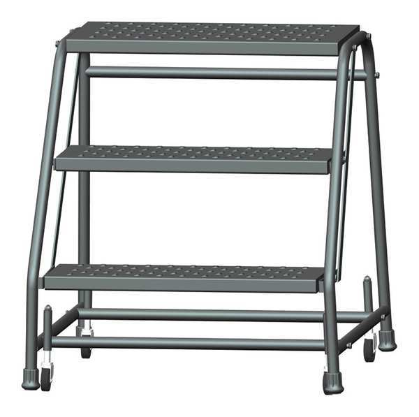 28 1/2 in H Steel Rolling Ladder, 3 Steps