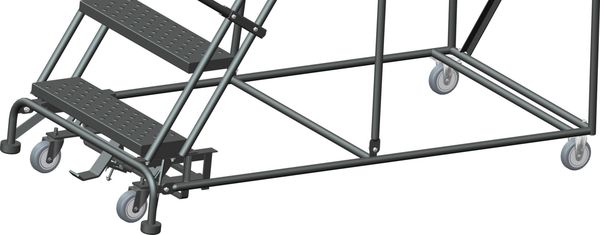 123 in H Steel Rolling Ladder, 9 Steps