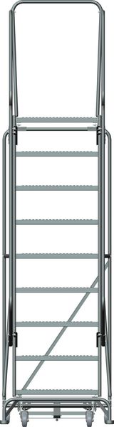 123 in H Steel Rolling Ladder, 9 Steps