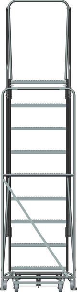 123 in H Steel Rolling Ladder, 9 Steps