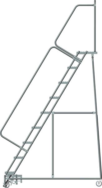 123 in H Steel Rolling Ladder, 9 Steps