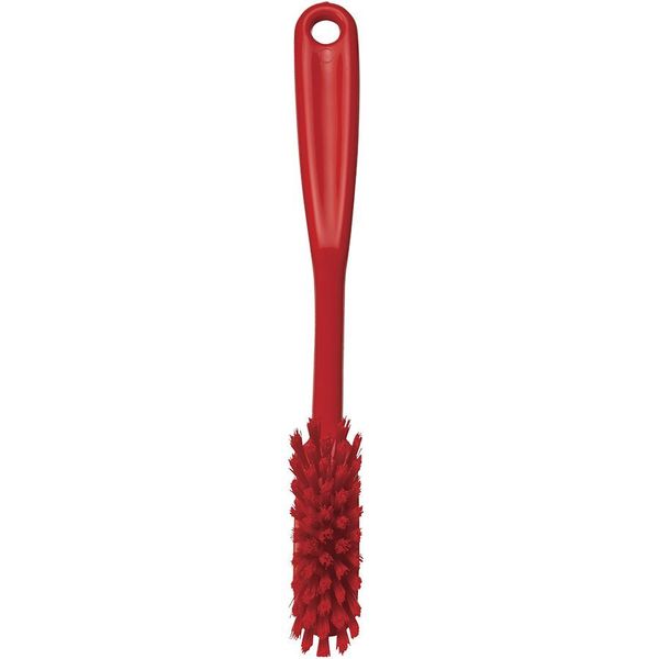 1 in W Scrub Brush, Medium, 8 3/16 in L Handle, 11 in L Brush, Red, Plastic, 11 in L Overall