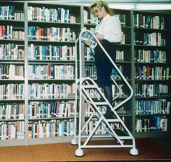 40 in H Steel Rolling Ladder, 4 Steps