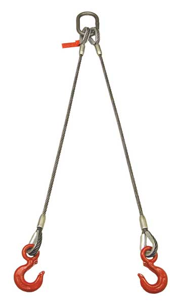 Wire Rope Sling, Double Leg, 5 ft.L
