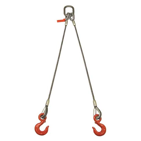 Wire Rope Sling, Double Leg, 6 ft.L