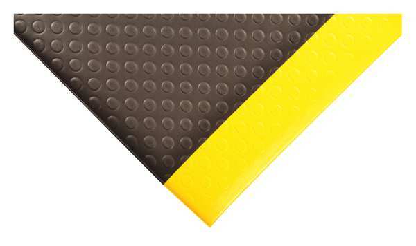 Antifatigue Runner, Black/Yellow, 60 ft. L x 4 ft. W, PVC, Bubble Surface Pattern, 1/2