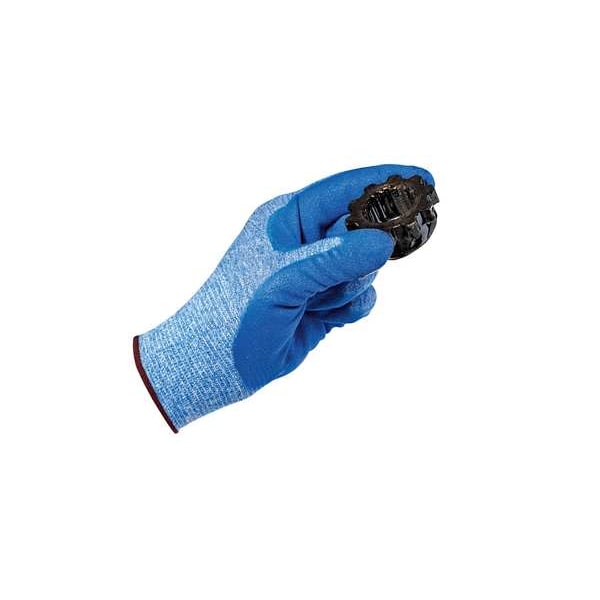 Nitrile Coated Gloves, Palm Coverage, Blue, M, PR
