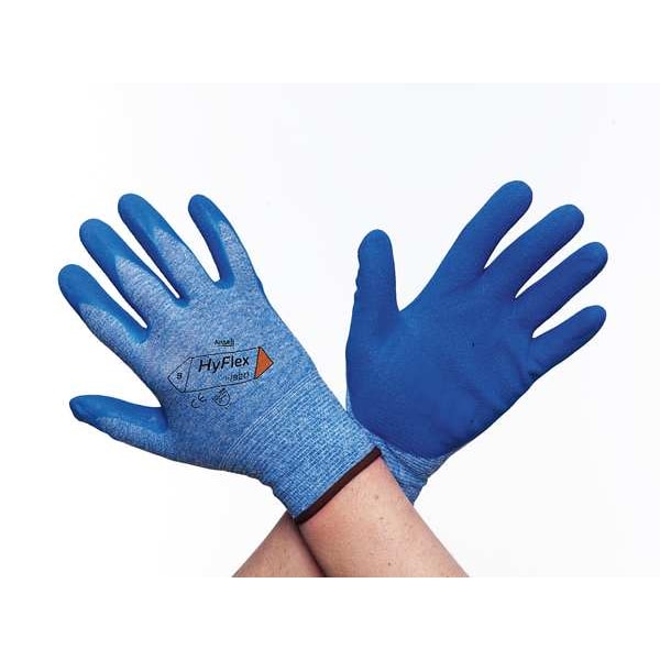 Nitrile Coated Gloves, Palm Coverage, Blue, S, PR