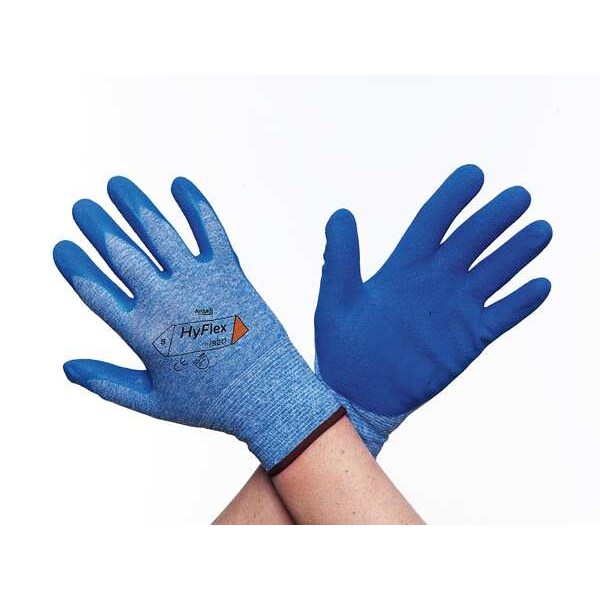 Nitrile Coated Gloves, Palm Coverage, Blue, L, PR