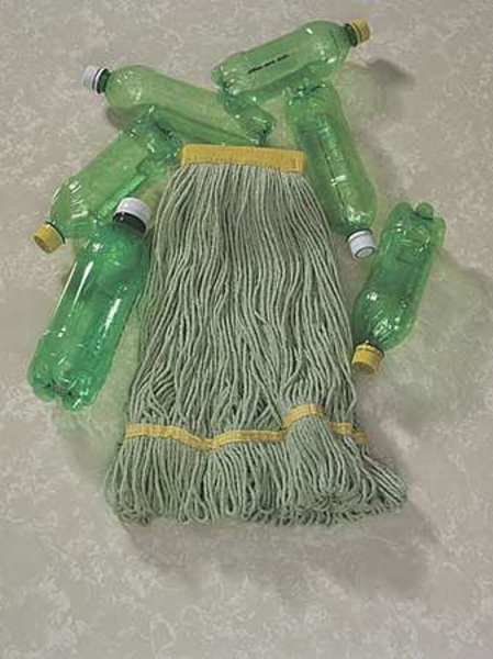 5 in String Wet Mop, 16 oz Dry Wt, Quick Change Connection, Looped-End, Green, PET