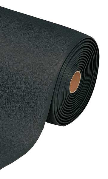 Antifatigue Runner, Black, 60 ft. L x 3 ft. W, PVC Foam, Pebble Surface Pattern, 9/16