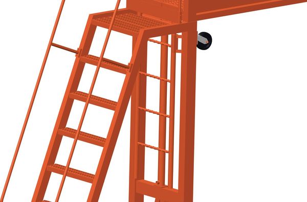 155 in H Steel Cantilever Rolling Ladder, 9 Steps