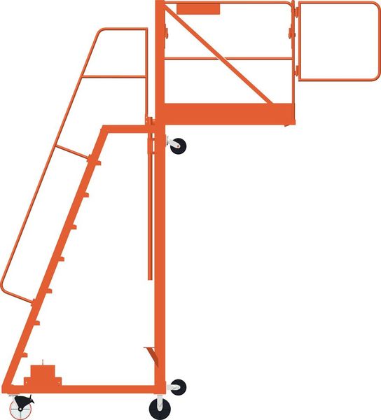155 in H Steel Cantilever Rolling Ladder, 9 Steps