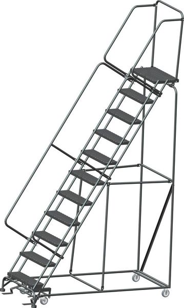143 in H Steel Rolling Ladder, 11 Steps