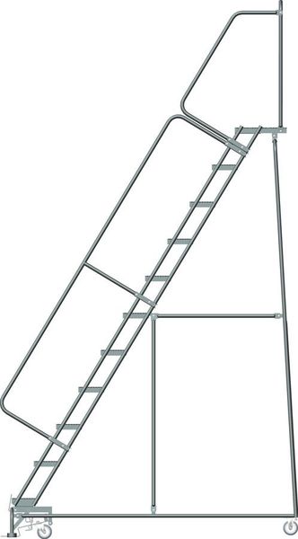 143 in H Steel Rolling Ladder, 11 Steps