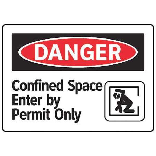 Danger Sign, 7 in Height, 10 in Width, Aluminum, English