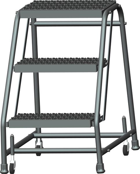 28 1/2 in H Steel Rolling Ladder, 3 Steps