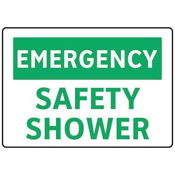 Safety Shower Sign, 7 in Height, 10 in Width, Aluminum, English