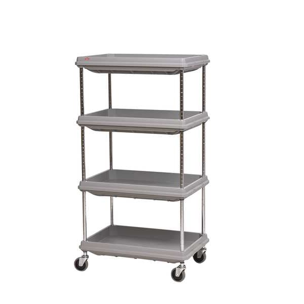 High Density Polyethylene (Shelf) Utility Cart with Deep Lipped Plastic Shelves, Raised, 2 Shelves