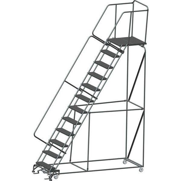 153 in H Steel Rolling Ladder, 12 Steps