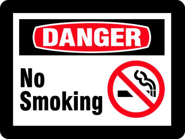 No Smoking Sign, 10 in Height, 14 in Width, Fiberglass, English