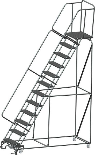 153 in H Steel Rolling Ladder, 12 Steps
