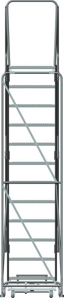 153 in H Steel Rolling Ladder, 12 Steps