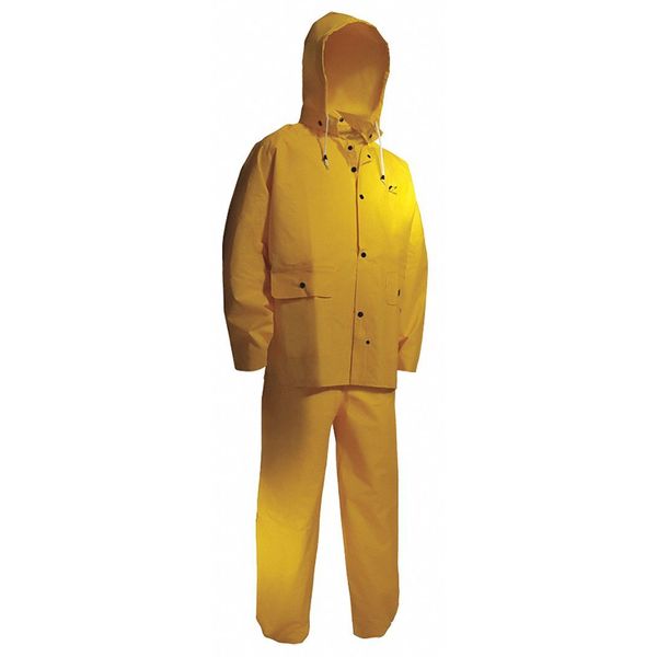 3 Piece Rainsuit w/Hood, Yellow, XL
