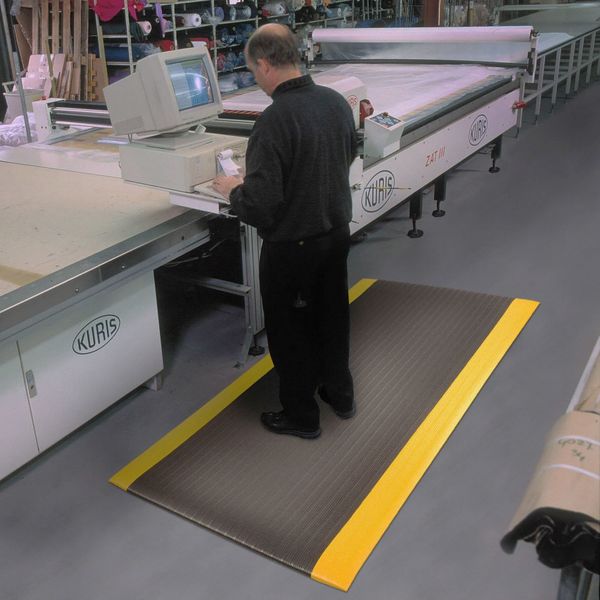 Antifatigue Mat, Black/Yellow, 3 ft. L x 2 ft. W, PVC Closed Cell Foam, Corrugated Surface Pattern