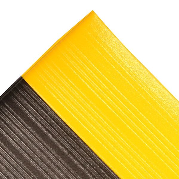 Antifatigue Mat, Black/Yellow, 5 ft. L x 3 ft. W, PVC Closed Cell Foam, Corrugated Surface Pattern