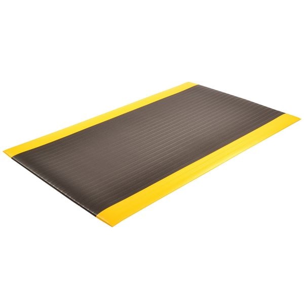 Antifatigue Runner, Black/Yellow, 60 ft. L x 4 ft. W, PVC Closed Cell Foam, Ribbed Surface Pattern