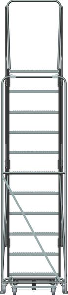 143 in H Steel Rolling Ladder, 11 Steps